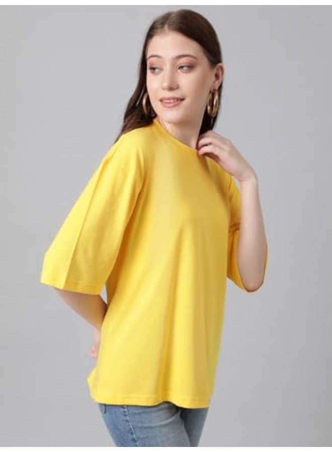 كوتي قمصان كوتي النسائية المصنوعة من مزيج القطن الكبير (أصفر، M)_KTTWOMENSTSHIRT276M - Image 2