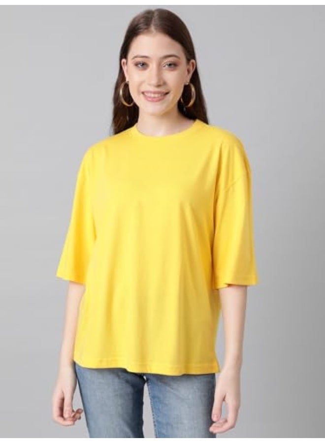 كوتي قمصان كوتي النسائية المصنوعة من مزيج القطن الكبير (أصفر، M)_KTTWOMENSTSHIRT276M - Image 3