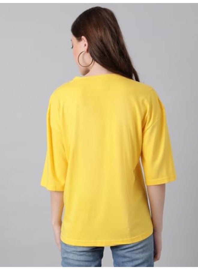 كوتي قمصان كوتي النسائية المصنوعة من مزيج القطن الكبير (أصفر، M)_KTTWOMENSTSHIRT276M - Image 4