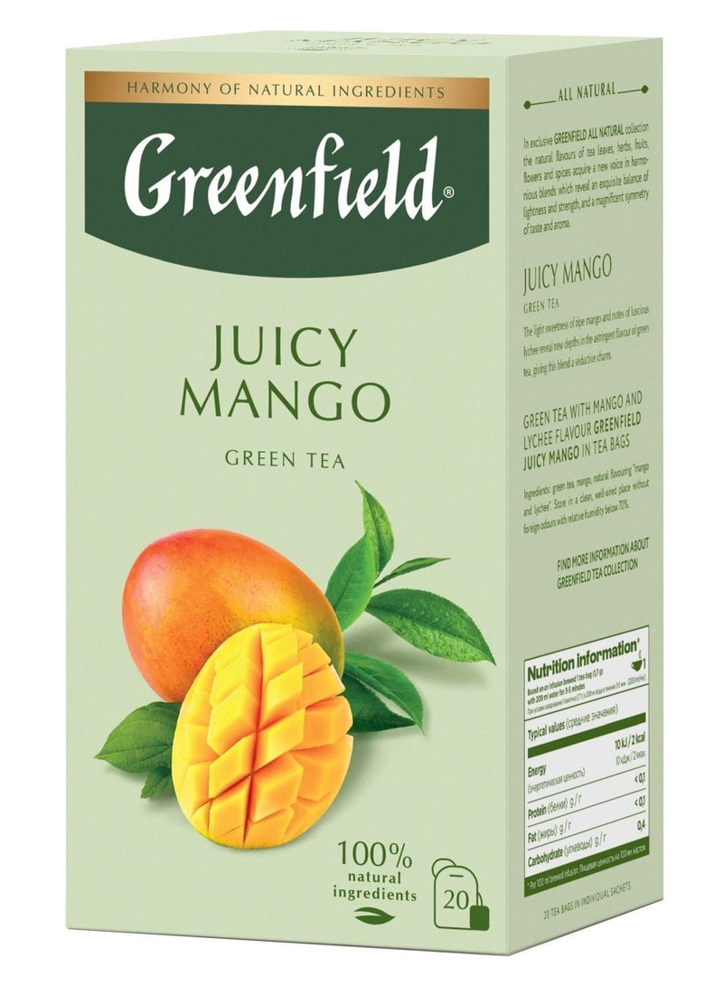 Greenfield Juicy Mango Green Tea 20 Tea Bags 34 Gm - Image 1