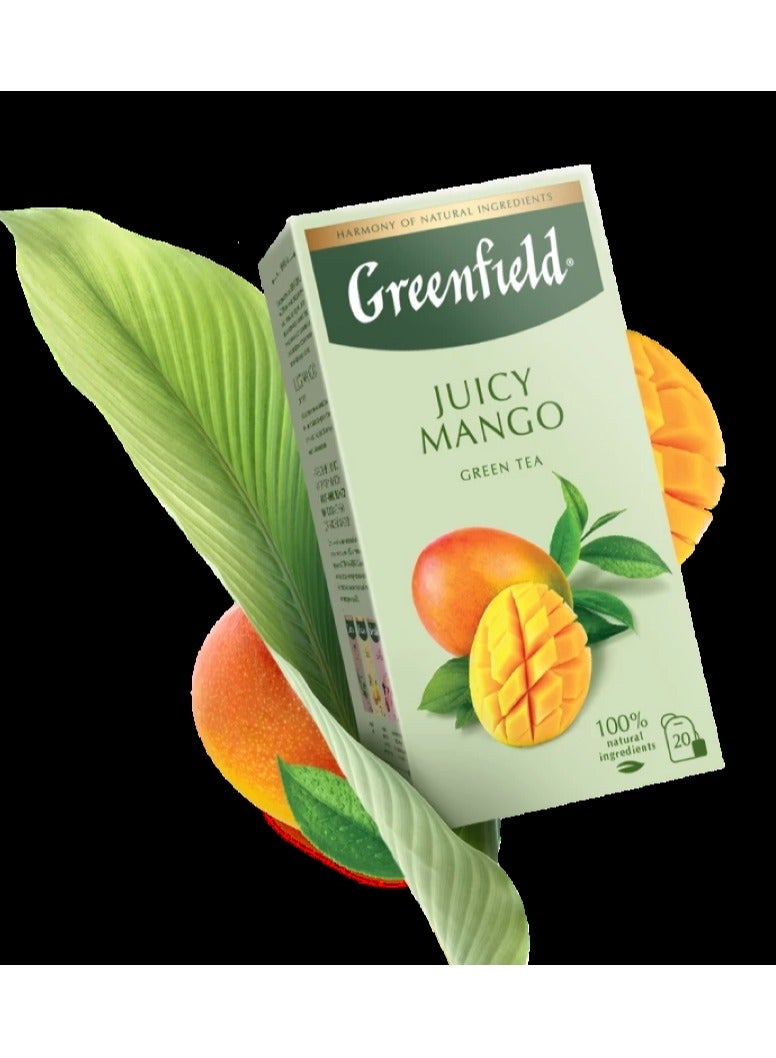 Greenfield Juicy Mango Green Tea 20 Tea Bags 34 Gm - Image 2