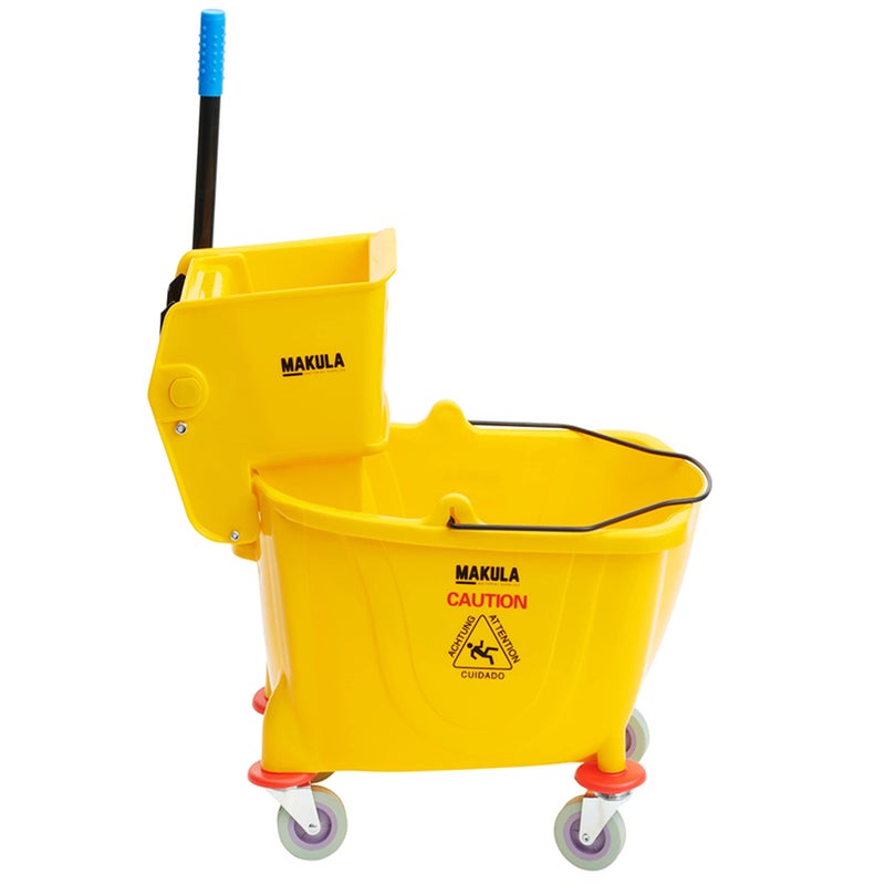 Makula Makula 36 Qt Yellow Plastic Mop Bucket  Side Press Wringer Combo 