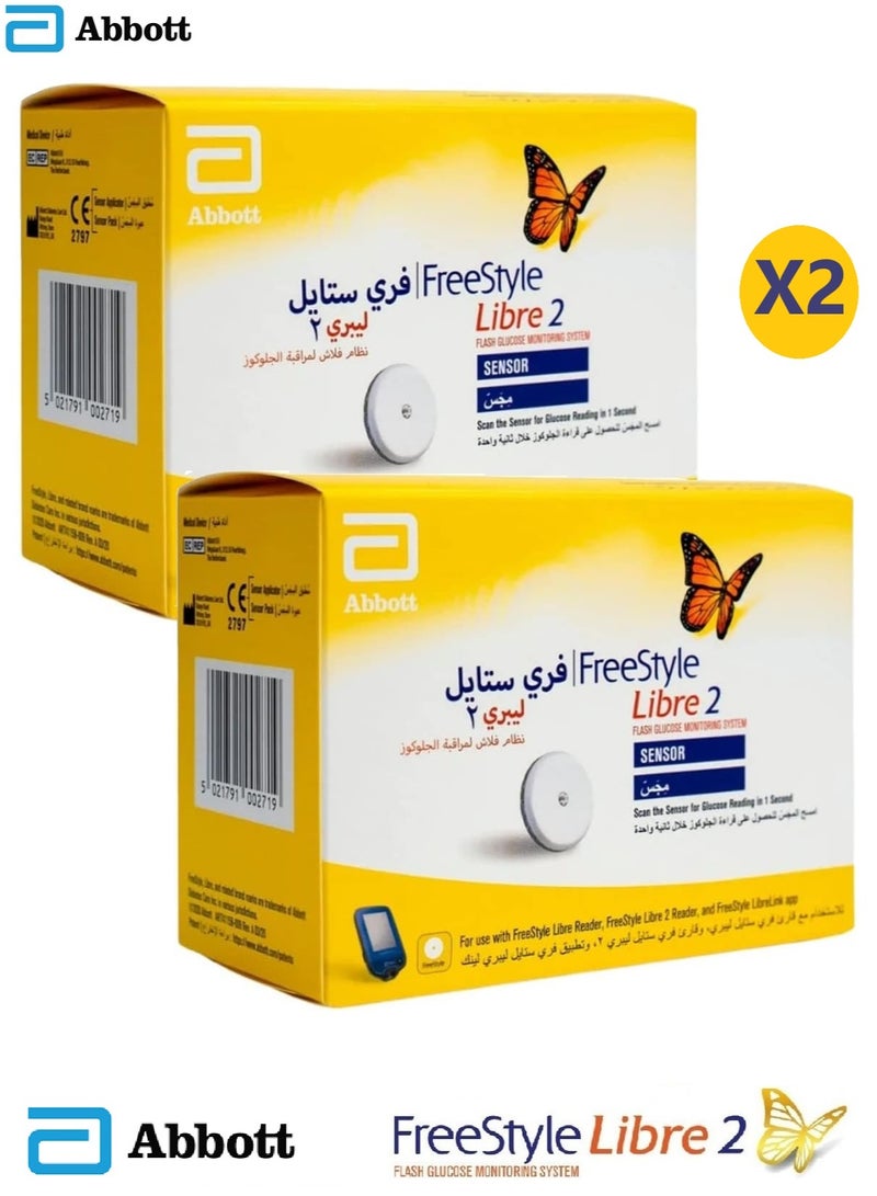 Abbott 2-Pack of New Freestyle Libre 2 Flash Glucose Monitoring System Sensor Kit - Image 1
