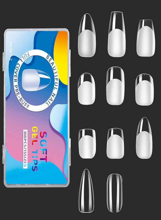 YIMART Press on Nails Short,300pcs Traceless Frosted ABS Artificial Nail Tips,NO Polishing Medium Design Matte Soft Gel Nail Tips for Extension Nail Salon (transparent, long trapezoid) - Image 3