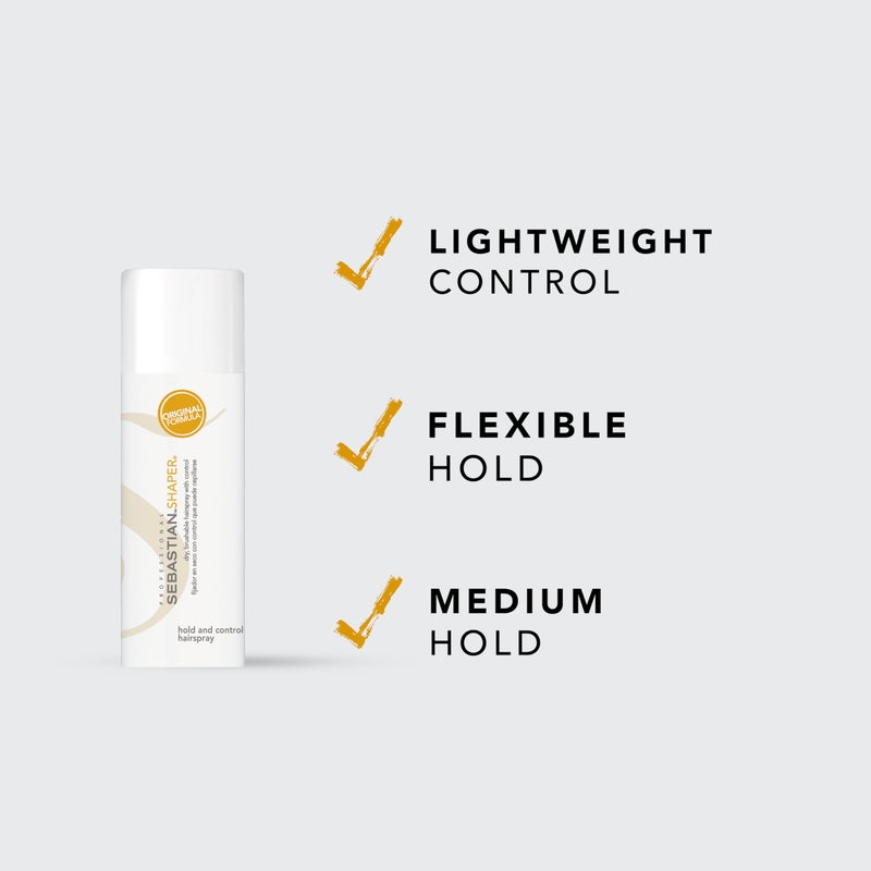 Sebastian Professional Shaper, Classic 80% VOC, Humidity-Resistant, Medium to Strong Hold, 24-Hour Control, Travel Size, Mini Hairspray, 1.5oz - Image 3