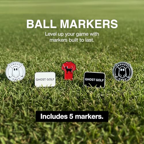 Ghost Golf Ball Markers, 5-Pack - Magnetic Ball Marker Tool for Hat Clip or Divot Tool - Cast Stainless Steel - Cool Golf Accessories & Must Haves for Putting Green - Gifts for Men Golfers - Image 2