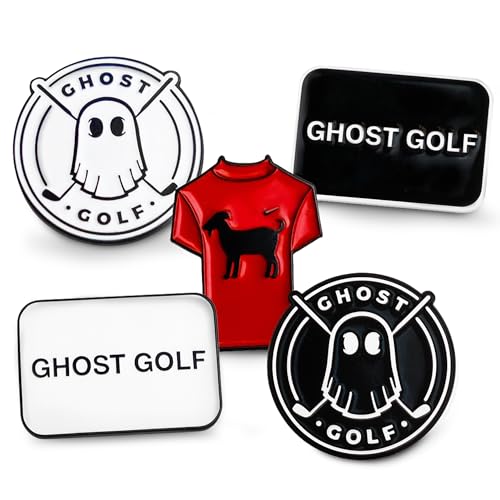 Ghost Golf Ball Markers, 5-Pack - Magnetic Ball Marker Tool for Hat Clip or Divot Tool - Cast Stainless Steel - Cool Golf Accessories & Must Haves for Putting Green - Gifts for Men Golfers - Image 1