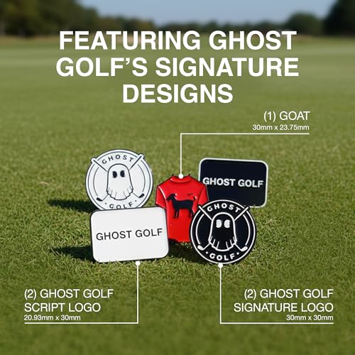 Ghost Golf Ball Markers, 5-Pack - Magnetic Ball Marker Tool for Hat Clip or Divot Tool - Cast Stainless Steel - Cool Golf Accessories & Must Haves for Putting Green - Gifts for Men Golfers - Image 3
