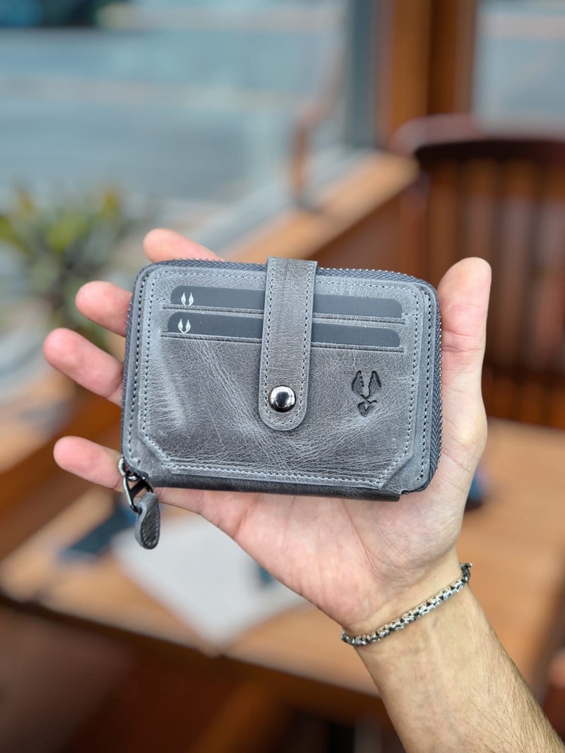 Visso Leather Visso 710 Genuine Leather Zippered Coin Pocket Personalized Men's Women's Wallet Leather Bag Personalized  - Image 1