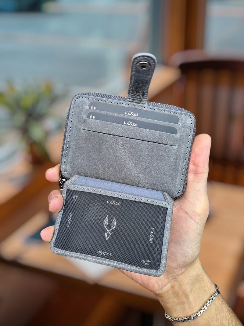 Visso Leather Visso 710 Genuine Leather Zippered Coin Pocket Personalized Men's Women's Wallet Leather Bag Personalized  - Image 3