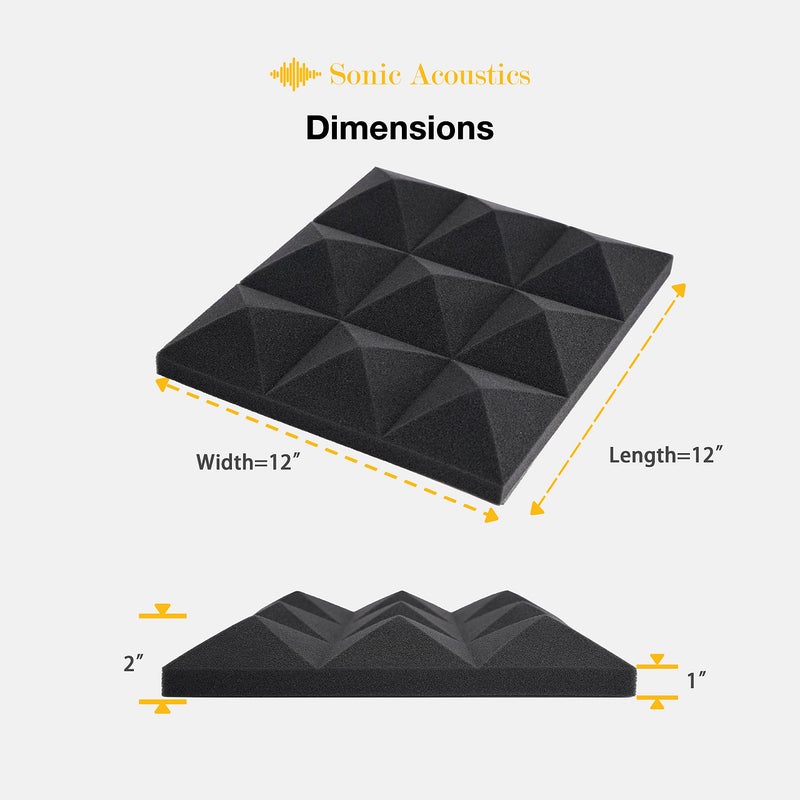 Sonic Acoustics 12 Pack 12 X 12 X 0.4 Inches Acoustic Absorption Panel, 3D Unique Soundproofing Insulation, Used in Home & Offices - Image 3