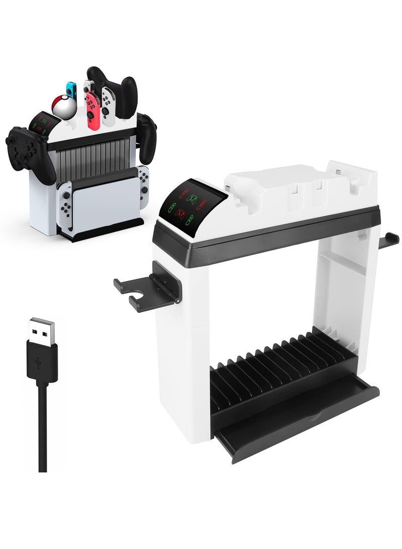 SYOSI Switch Controller Charger for Nintendo Switch/Switch OLED Model, Switch Charging Dock with Upgraded 12 Game Storage for Nintendo Switch Joycon, Joy-Con Charger for Nintendo Switch OLED Model - Image 1