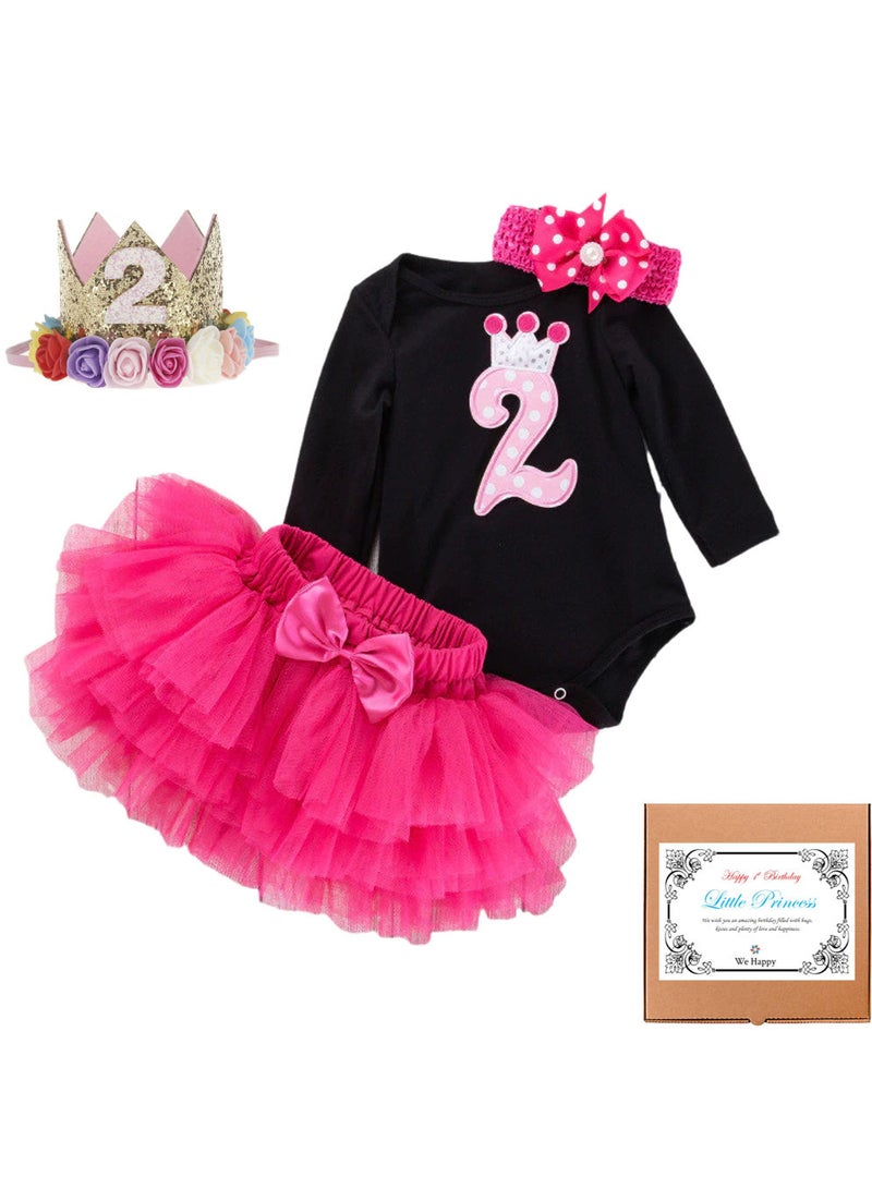 We Happy 4-Piece 2nd Birthday Baby Girls Dress Princess Costume - Image 1