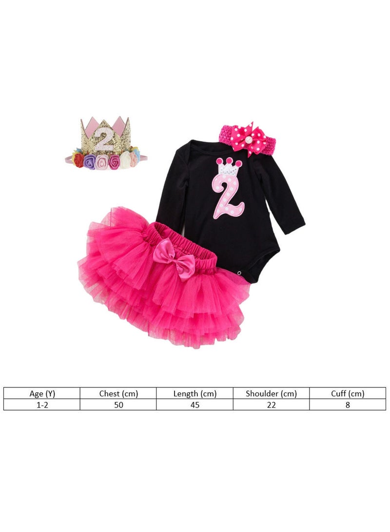 We Happy 4-Piece 2nd Birthday Baby Girls Dress Princess Costume - Image 4