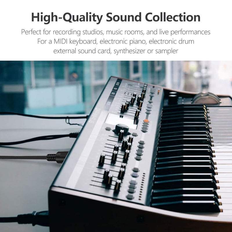 كابل MIDI من ، عبوة تحتوي على 2 قطع، طول كل قطعة 6 أق��ام، من نوع ذكر إلى ذكر، بـ 5 أطراف، متوافق مع لوحات المفاتيح MIDI، وأجهزة التوليد الموسيقي، وأجهزة التوليد الموسيقي المثبتة على الرفوف، وأجهزة أخذ العينات، وبطاقات الصوت الخارجية، ومصادر الصوت، وغيرها من المعدات الموسيقية. - Image 5