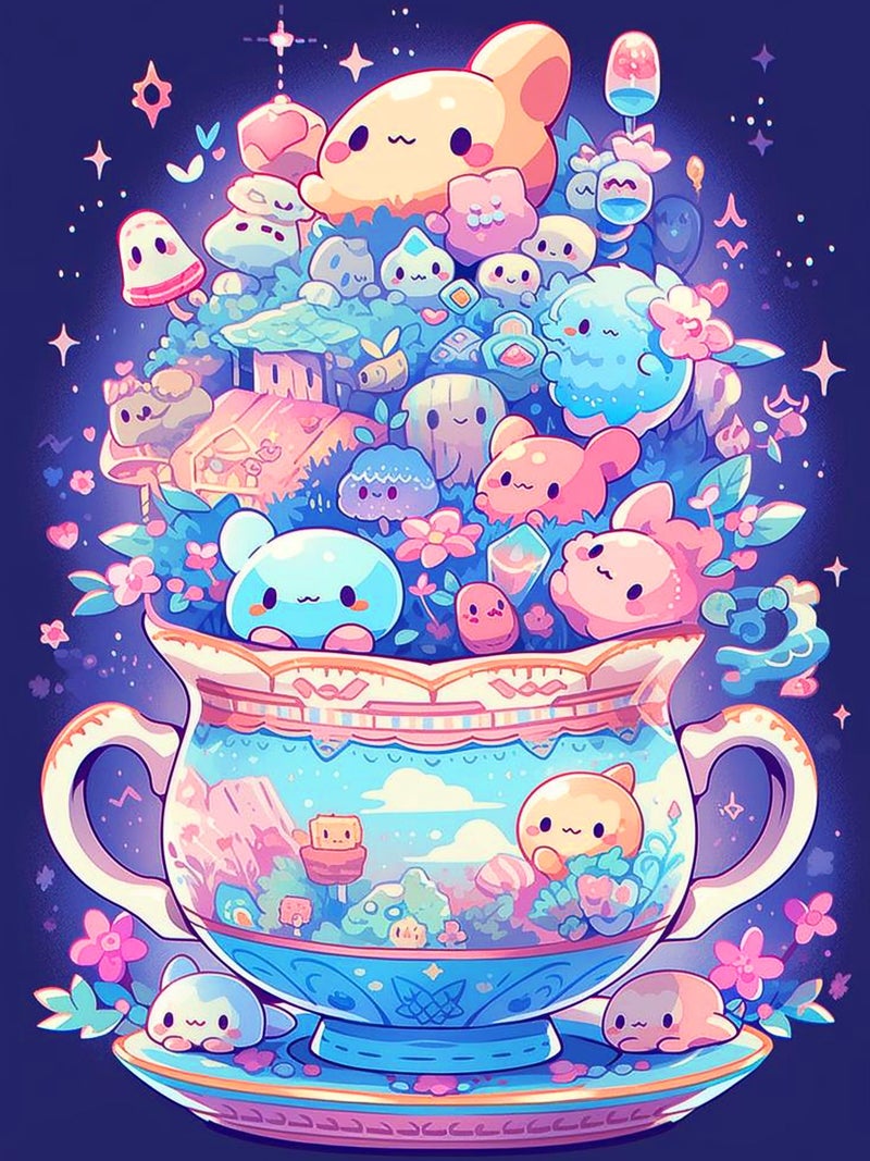 Croshom Cute Diamond Painting Kits For Adults-Diamond Art Kits For Cartoon Cup Gem Art Kits For Adults For Gift Home Wall Decor 12X16In
