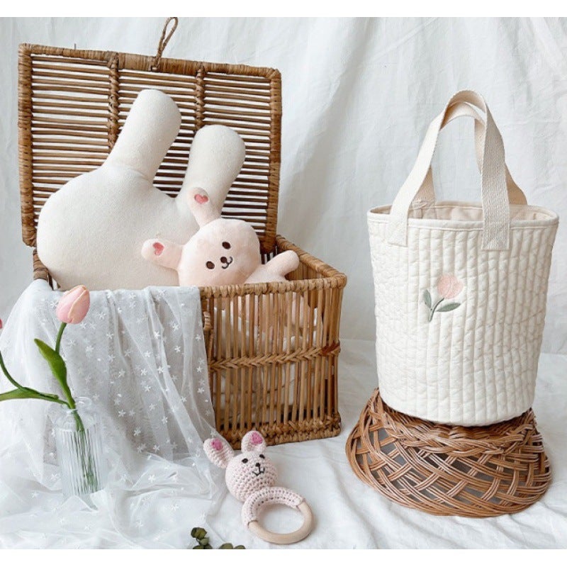 2023 Baby Stroller Storage Hanging Bag Bottle Diaper Bag Cloth Bag Portable Bucket Bag Cotton Storage Bag - Image 4
