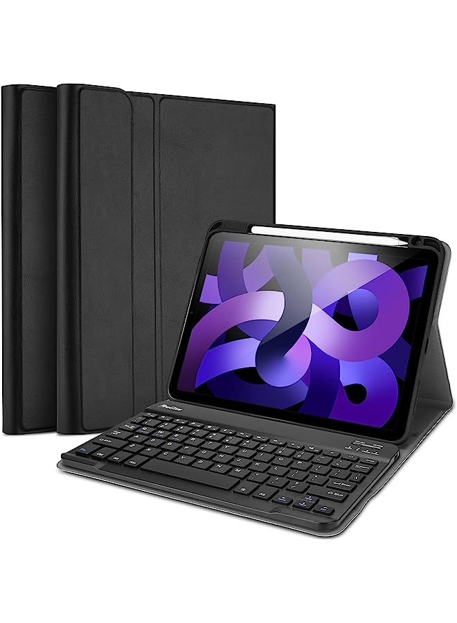 Procases Keyboard Case For Ipad Air 5/4, Ipad 10.9 Inch 2022 2020 Case With Magnetically Detachable Wireless Keyboard For Ipad 10.9" Air 5Th 4Th Generation -Black - Image 1