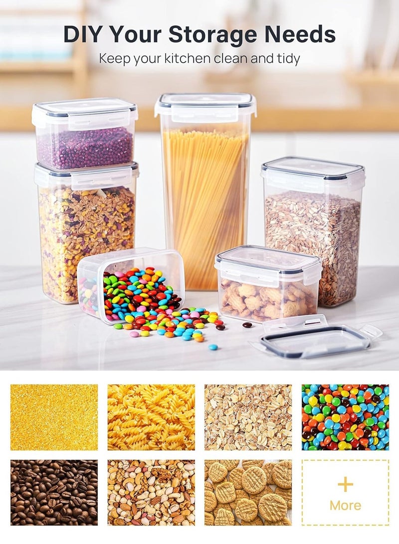 Arabest 16PCS Airtight Food Storage Containers with Lids, BPA Free,4 Sizes Cereal Containers Storage Set with Labels and Pen, Storage Jars Set for Kitchen Organization, Ideal for Spaghetti, Cereal, Flour,Included Marker Pen and Label  - Image 4