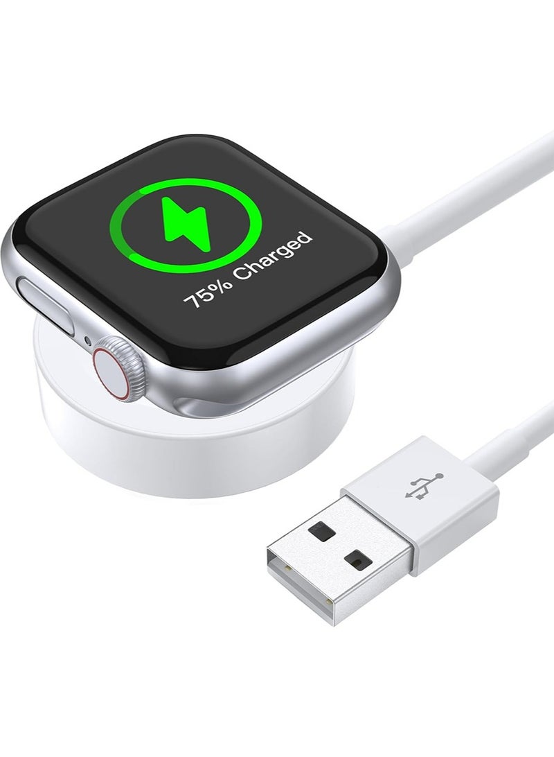IINE Charging USB A Watch Charger Cord Compatible for Apple Watch, Magnetic Watch Charging Cable Compatible for Watch Series 10/9/8/7/Ultra/Ultra2/SE2/6/5/4/3/2/1/SE1, Type C Cord, 4.9ft/1.5m, White  - Image 1