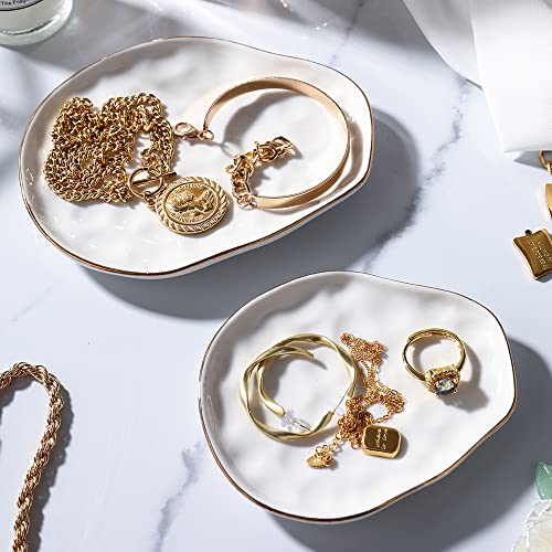 AISBUGUR Jewelry Dish Set of 2, Large Jewelry Tray for More Jewelry Ring Dish Jewelry Bowl with Beautiful Package and Greeting Card Perfect for Birthday Gifts for Women - Image 1