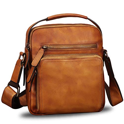 IVTG Genuine Leather Messenger Bag for Men Small Purse Crossbody Shoulder Bags Satchel for Work Business (Brown) - Image 1