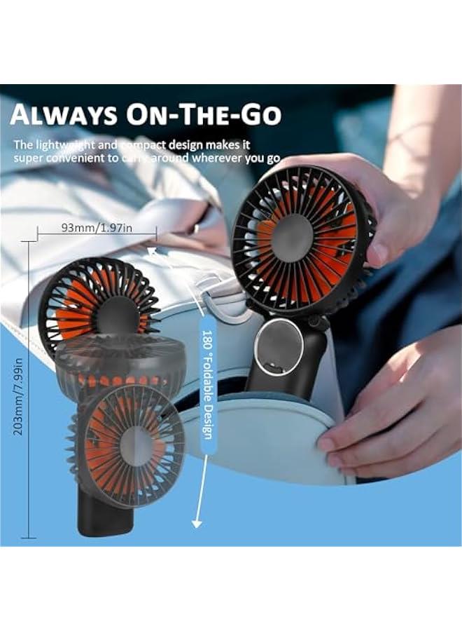ليتيوي مروحة مكتب صغيرة محمولة قابلة لاعادة الشحن مع شاشة LED، مروحة شخصية قابلة للطي 180 درجة مع حبل قصير كمروحة للرقبة، رياح قوية و6 سرعات للسفر والمكياج والرموش والشاطئ والاماكن الخارجية (اسود) - Image 5