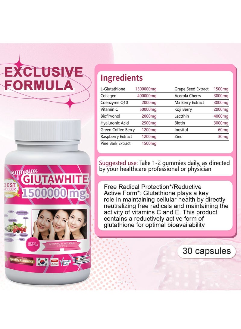 Gluta White Supreme Gluta White Glutathione Capsules – Advanced Skin Whitening & Anti-Aging Softgels – Korean Formula - Image 4