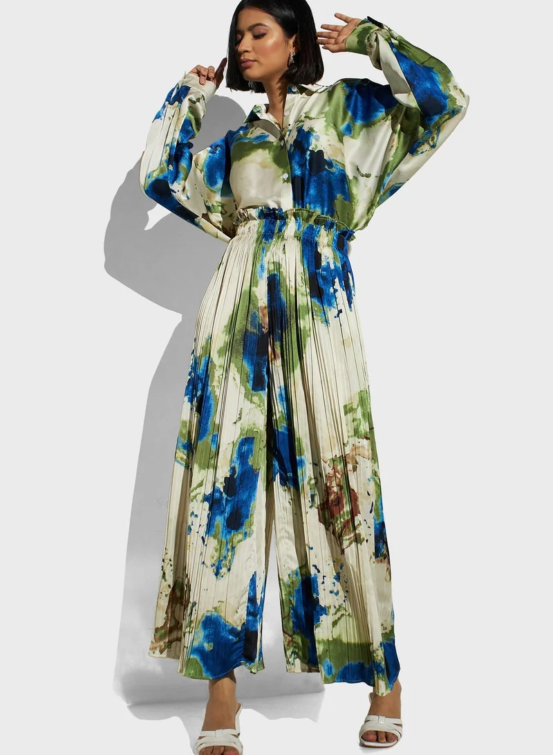 تواكستريمز Printed Oversized Button Down Shirt