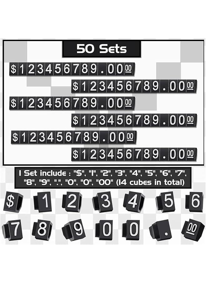 50 Sets Price Tag Cube Adjustable Price Tag Display Stand Label Price Display Cube Letter Number Price Cube Pricing Label Stand Block Jewelry Price Tags For Retail Shop Jewelry Price Display