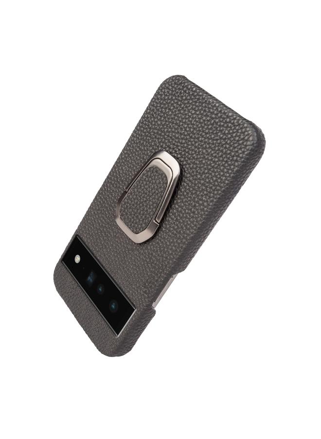 اس-توب جراب لهاتف Google Pixel 6 Pro مزود بحلقة من الجلد الطبيعي بتصميم ليتشي - Image 5