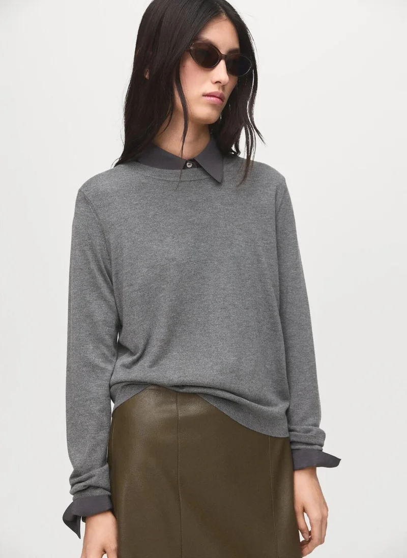 MANGO Fine-knit crew-neck sweater