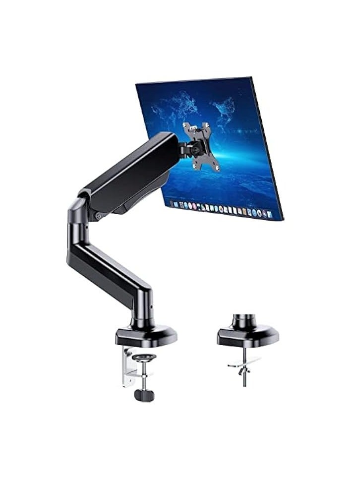 PROMASS Star Adjustable Articulating Gas Spring Monitor Arm With Clamp and Grommet Base For 13" to 27"in LCD Monitors Upto 14.3lbs - Dark/Black - Image 1