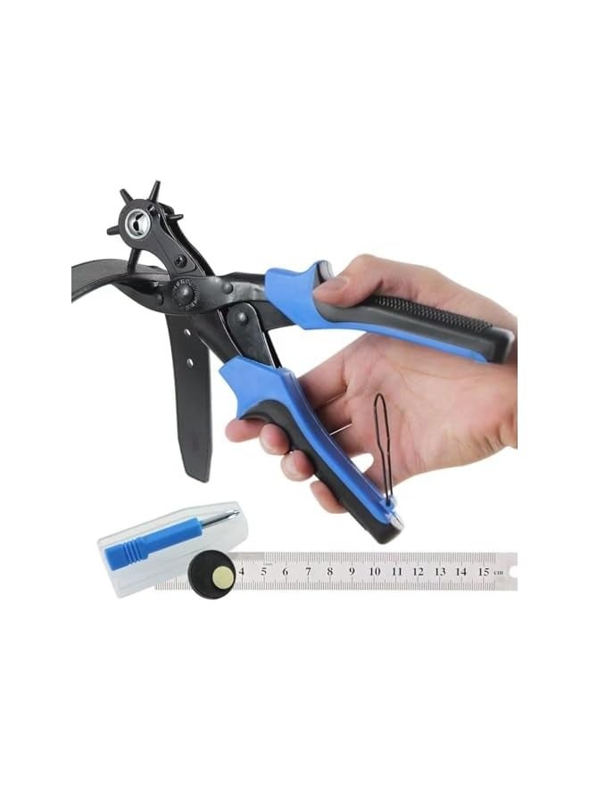 PROMASS Revolving Punch Plier Kit,Leather Hole Punch Tool Set, Heavy Duty Multi-Size Hole Puncher Tool for Belts, Watch Bands, Plastic, Fabric, Crafts, Card,Dog Collars, Saddles, Shoes  - Image 2