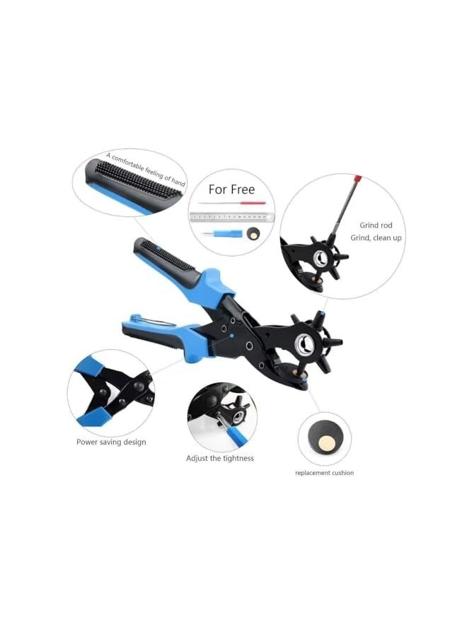PROMASS Revolving Punch Plier Kit,Leather Hole Punch Tool Set, Heavy Duty Multi-Size Hole Puncher Tool for Belts, Watch Bands, Plastic, Fabric, Crafts, Card,Dog Collars, Saddles, Shoes  - Image 3