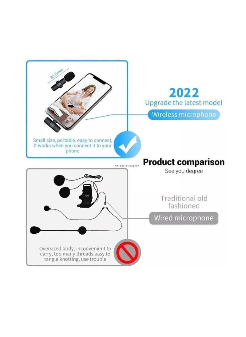 Generic K8 Wireless Microphone 2.4GHz 2 in 1 Digital Mini Portable Recording Clip Mic with Receiver For iPhone  - Image 4