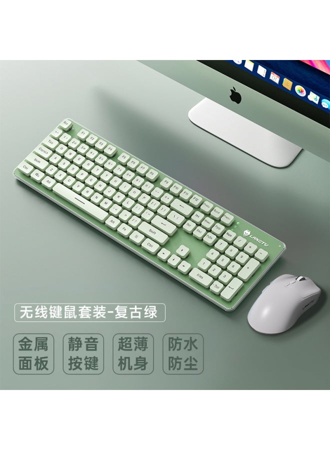 Langtu Silent Wireless Keyboard And Mouse Set Wired Typing Feel Good For Computer Games And Office Use For Men And Women