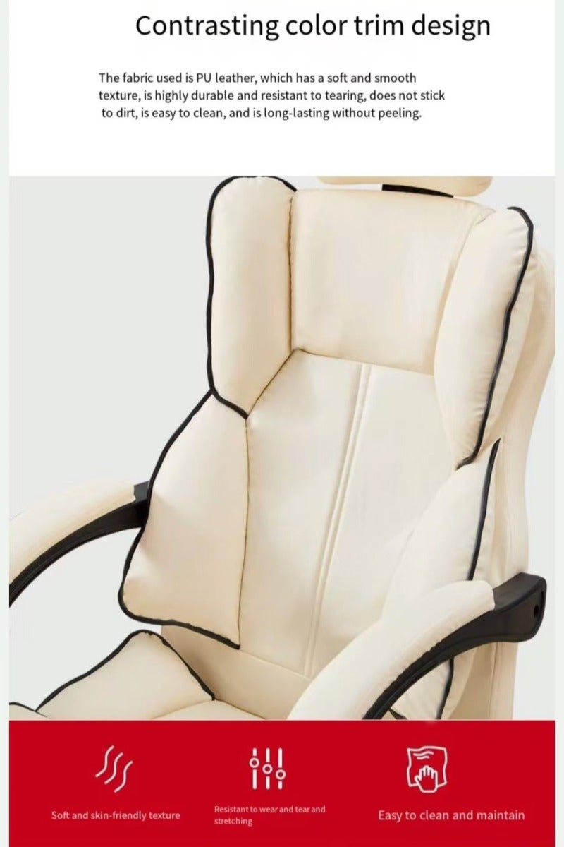 كرسي مكتب كبير وطويل، كرسي ألعاب جلدي عالي الظهر مع مسند أقدام، كرسي مكتب مريح تنفيذي، مسند أقدام، قاعدة دوارة، مسند ذراعين مبطن، وعجلات متداول للمكتب المنزلي، كرسي كمبيوتر أسود - Image 5