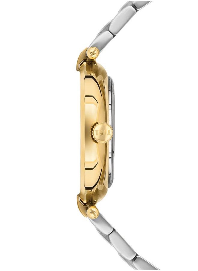 U.S. Polo Assn. U.S. Polo Assn. Stile 35mm Ladies' Gold Dial Watch with Two-Tone Yellow Gold and Silver Stainless Steel Band - USPA2048-03, Bold & Functional Design  - Image 2