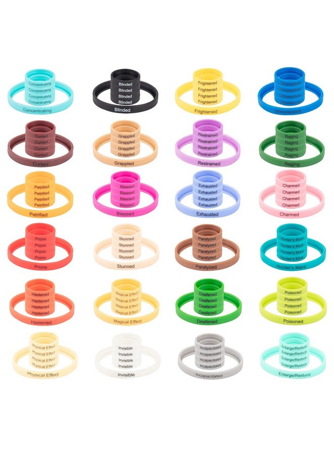 Monster Protectors Flexible Condition Rings Status Effect Markers (120 Rings for Standard & Large)- 24 Different Conditions DND Flexible Design- Easy Affix Base Slides Under Figure- Compatible w Pathfinder & RPG Games  - Image 2