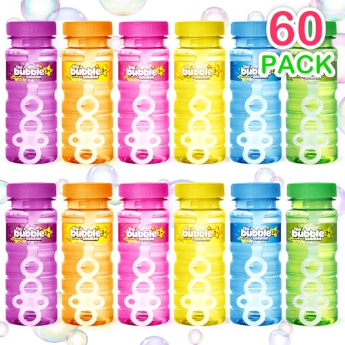 spring flower Springflower 60 Pcs Bubble Bottles with WandBubbles Party Favors for KidsSummer Toys Blow Bubbles Solution Novelty Toy Party Favors Birthday Party Supplies Outdoor Indoor Activity4oz6 Colors - Image 5
