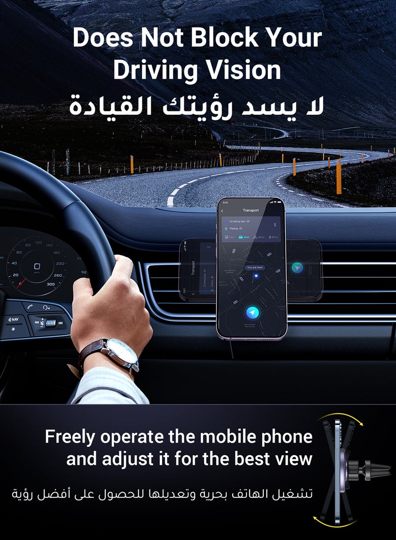 Ugreen Magnetic Car Phone Holder, Compatible With Magsafe Car Mount Mobile Holder For Car Air Vent Car Phone Mount Directly Use With iPhone 16/15/14 Series, Galaxy S24 S23 Z Flip 5 4, Xiaomi, HONOR - Image 5