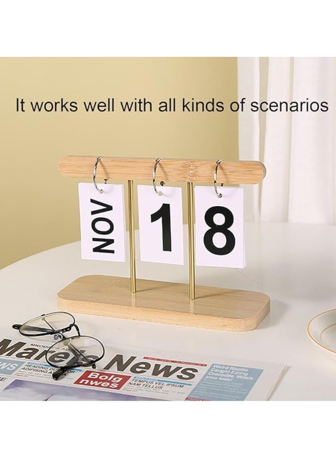 general Wooden Desk Perpetual Calendar, Reusable, Vintage Flip Desk Calendar, Creative Chic Home Decor Desk Calendar - Image 2