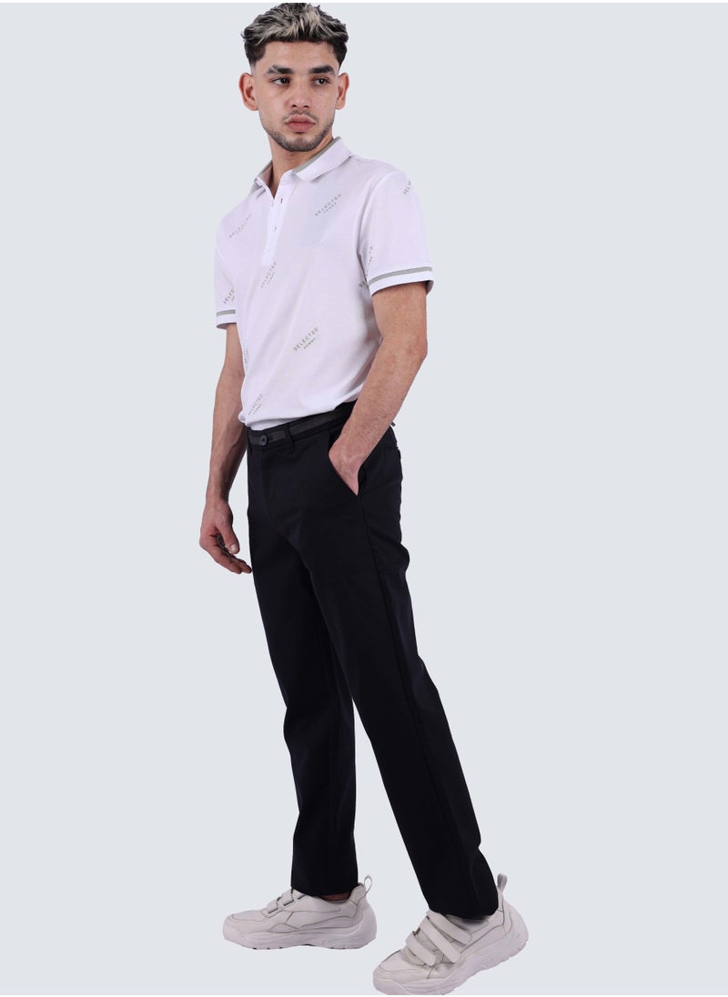 SELECTED - Men's Casual Flat Front Chino Pants in Electric Blue - Image 1