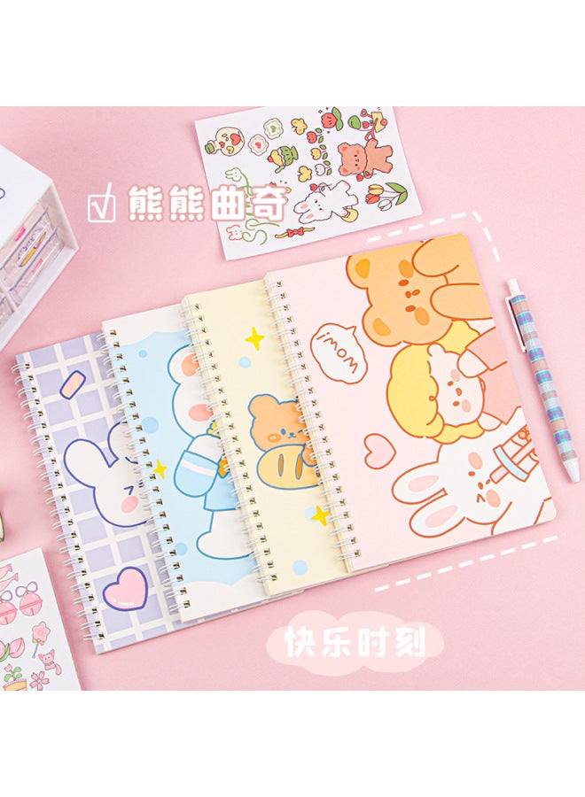 HELPS Cartoon Coil Book Cute Creative A5 Loose-leaf Notebook Stationery High-looking Student Horizontal Diary Book - Image 2