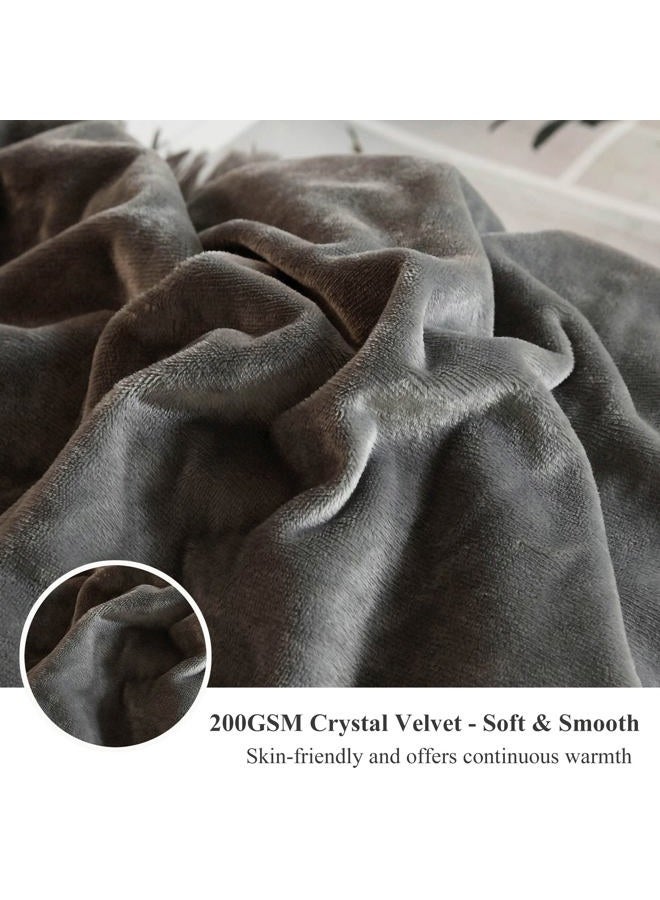 XeGe Plush Shaggy Duvet Cover Luxury Ultra Soft Crystal Velvet Bedding 1PC(1 Faux Fur Duvet Cover),Zipper Closure (Queen, Dark Gray) - Image 5