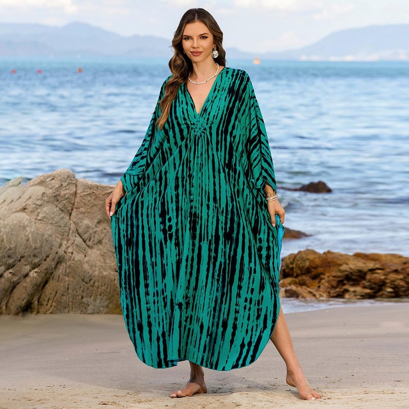 IMAGEKOPE Women 2025 Summer Kaftan Dresses Plus Size Bathing Suit Cover Up Moo Moos Beach Dress for Swimwear Caftan Dress - Image 2
