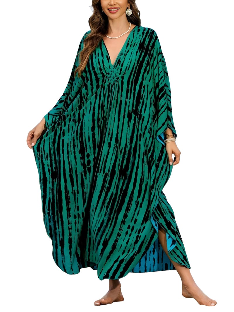 IMAGEKOPE Women 2025 Summer Kaftan Dresses Plus Size Bathing Suit Cover Up Moo Moos Beach Dress for Swimwear Caftan Dress - Image 1