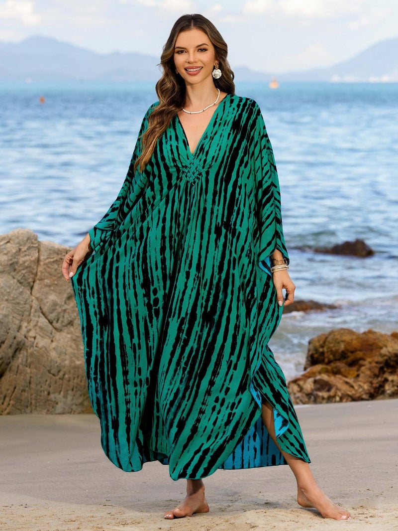 IMAGEKOPE Women 2025 Summer Kaftan Dresses Plus Size Bathing Suit Cover Up Moo Moos Beach Dress for Swimwear Caftan Dress - Image 3