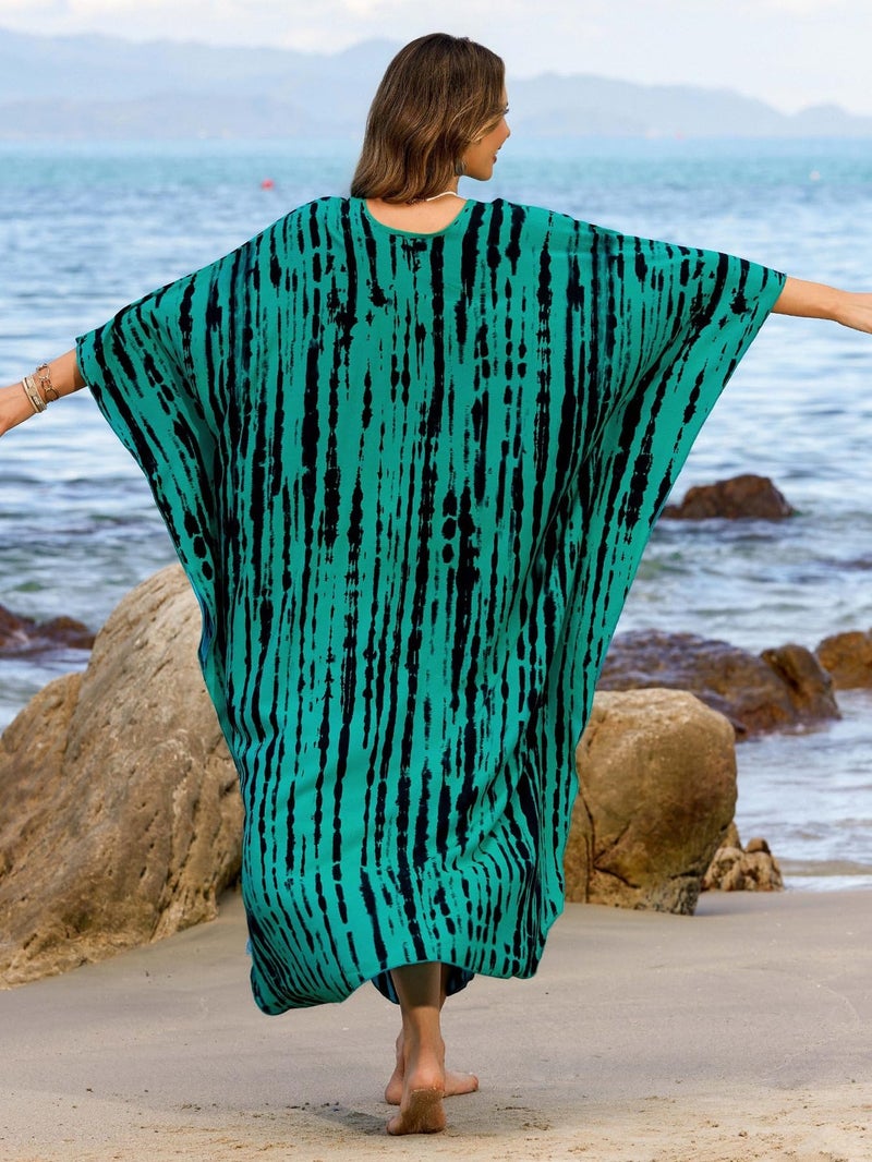IMAGEKOPE Women 2025 Summer Kaftan Dresses Plus Size Bathing Suit Cover Up Moo Moos Beach Dress for Swimwear Caftan Dress - Image 5